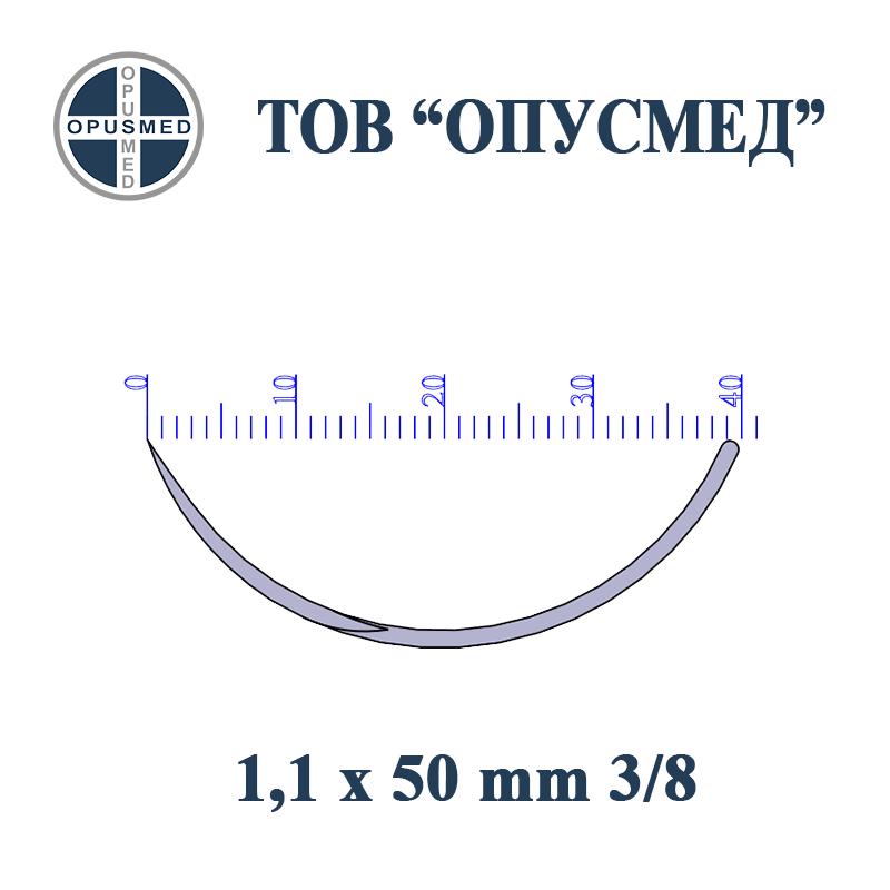 Голка хірургічна з пружинним вушком, ріжуча, 50 мм, 1,1 мм, 3/8, стерильна, OPUSMED
